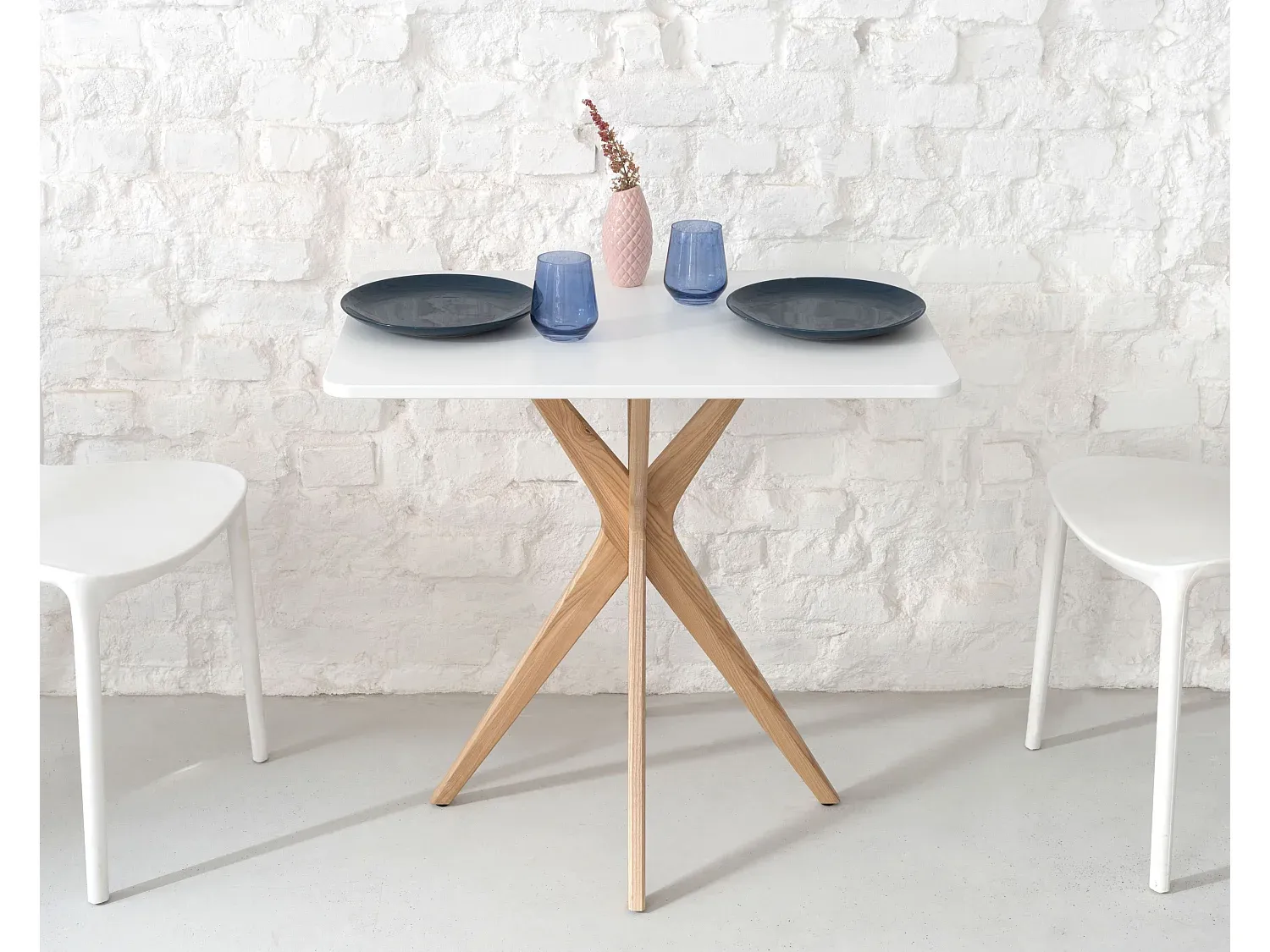 Moderner kleiner rechteckiger Esstisch 55x80cm Weiß