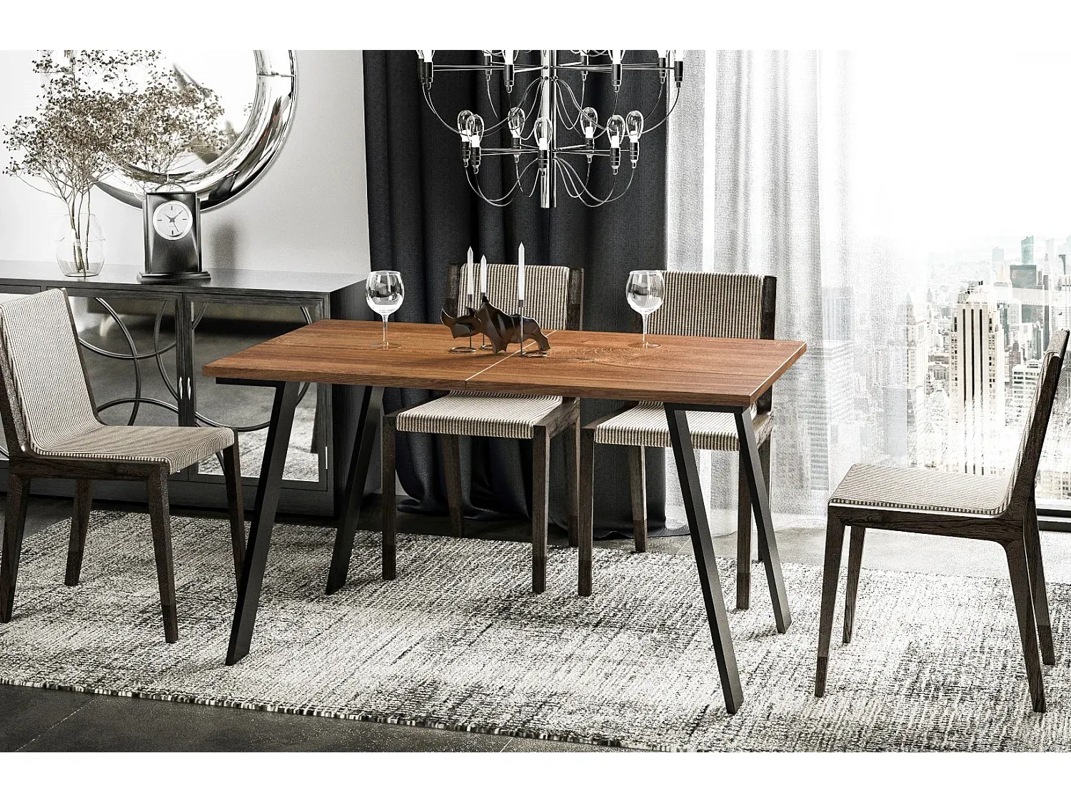 Verlängerbarer Esstisch aus Holz, 130-210 cm