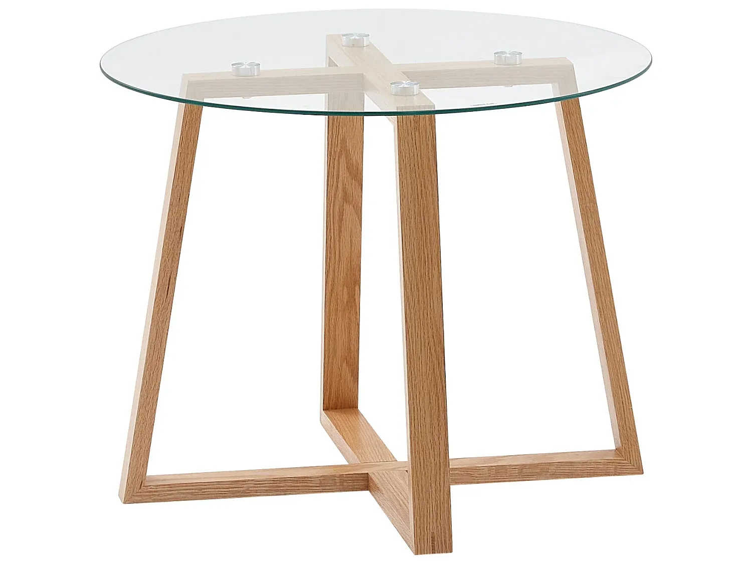 Runder Holz-Glas Couchtisch für Wohnzimmer