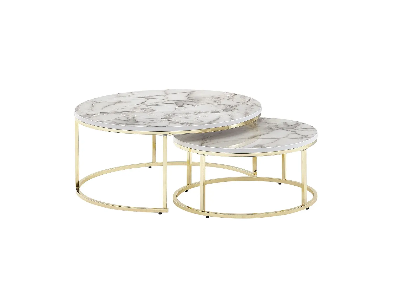 Runder Satztisch im Marmor-Look, 2er-Set