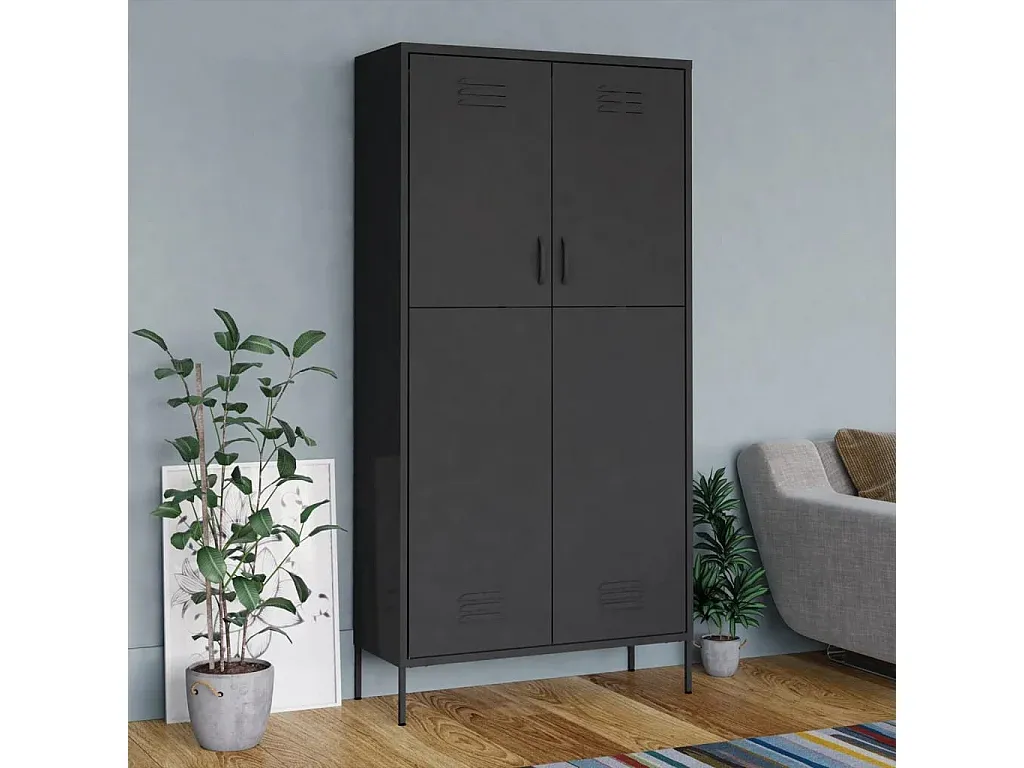 Moderner Stahlkleiderschrank in Anthrazit, 90x50x180 cm