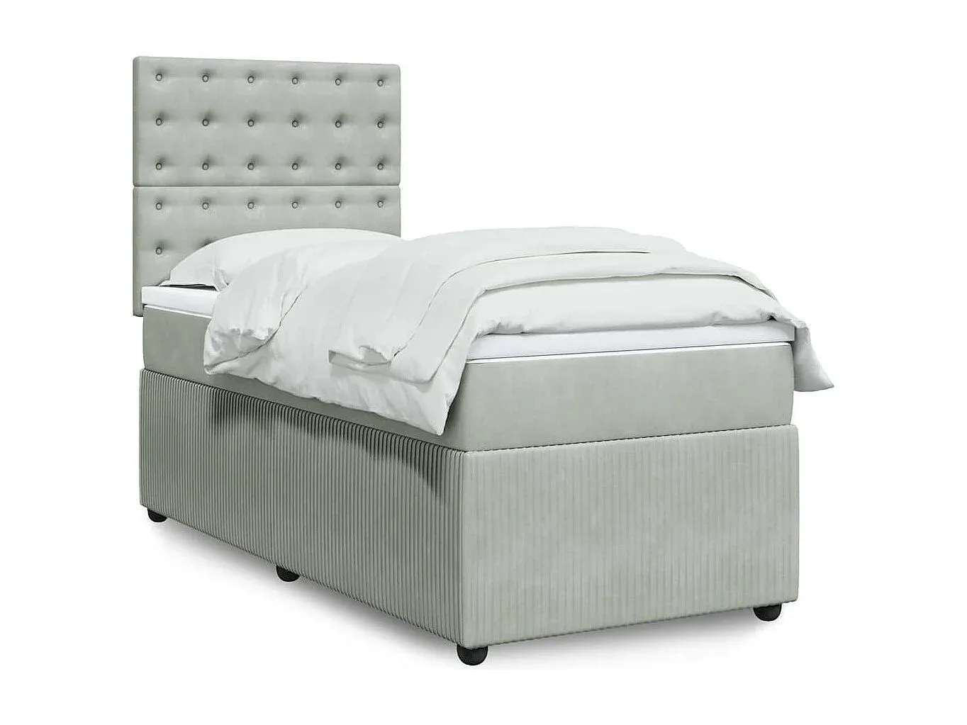 Polsterbett mit Matratze Samt Hellgrau 90x190 cm