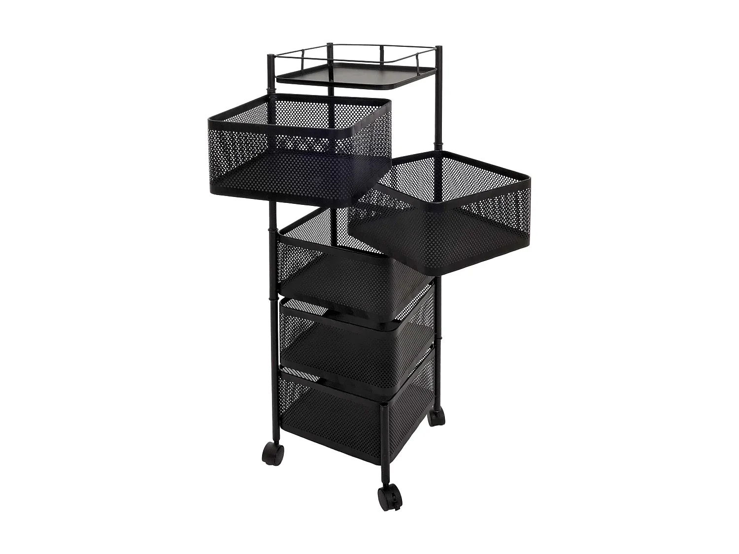 Modernes Lagerregal mit Rollen, Schwarz
