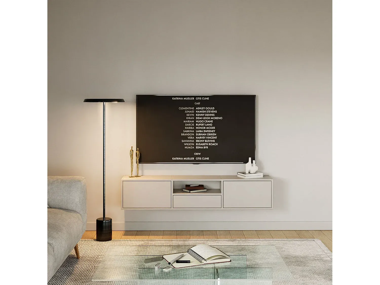 TV-Lowboard mit Stauraum in Kaschmirgrau, 150 cm