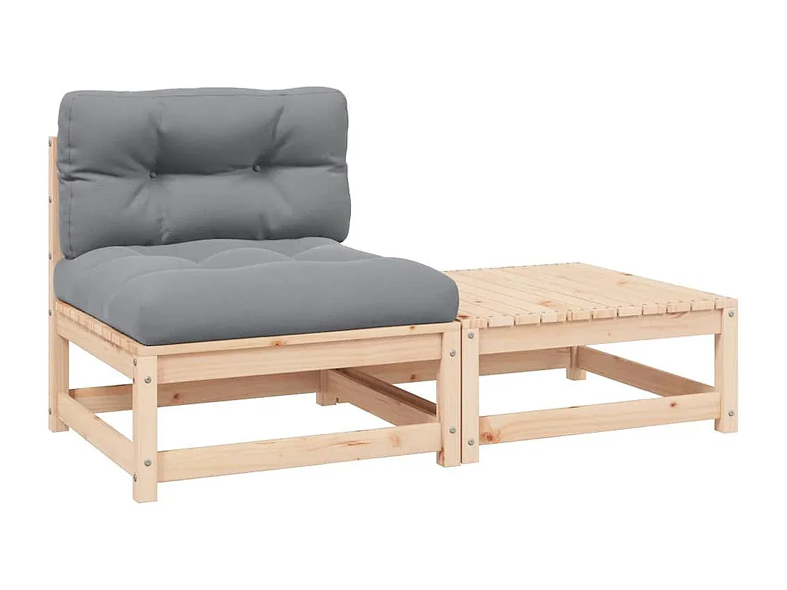 Garten-Lounge-Set aus Kiefernholz mit Kissen