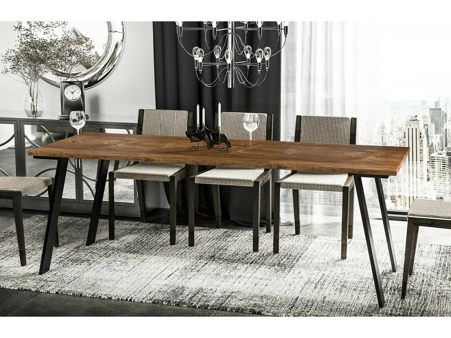 Verlängerbarer Esstisch aus Holz, 130-210 cm