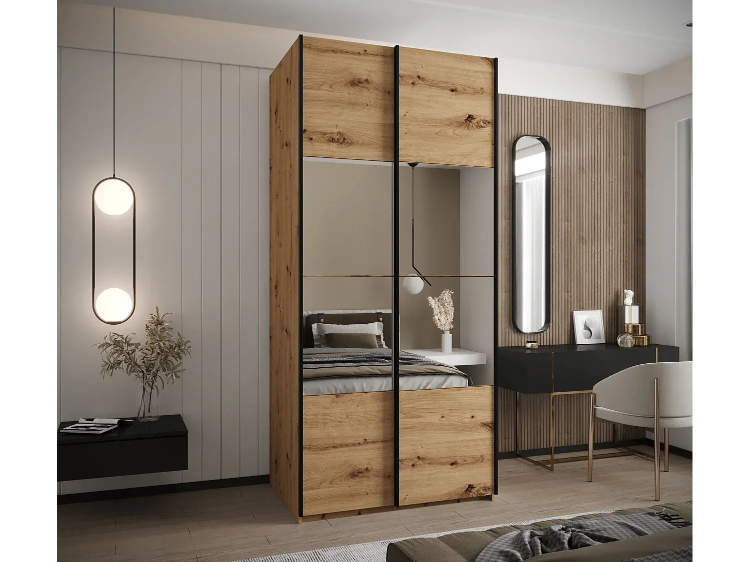 Moderner Schwebetürenschrank mit großem Stauraum