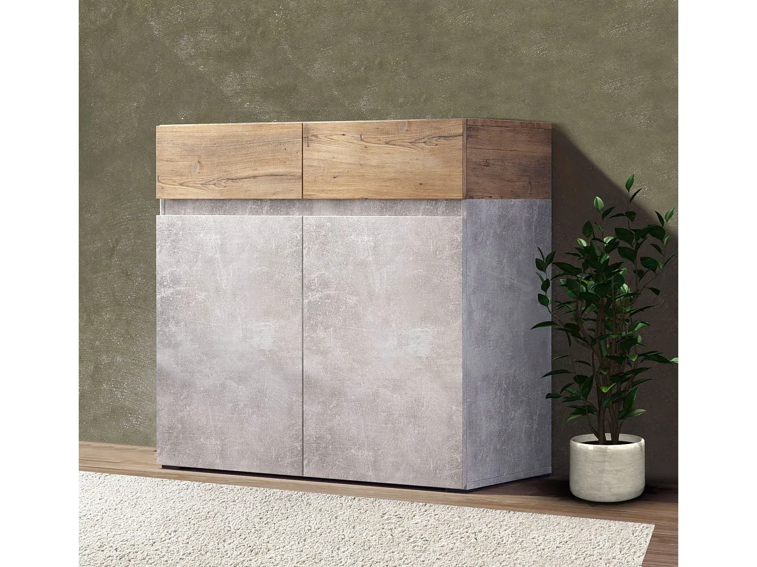 Moderne Kommode in Betonoptik mit Stauraum, 90x40x86 cm