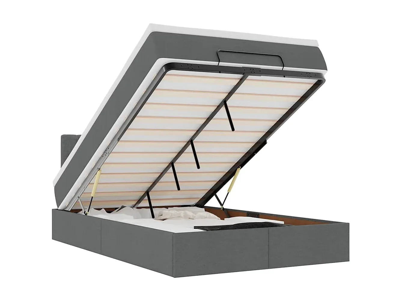 Stoffbett mit Matratze Dunkelgrau 120x190 cm