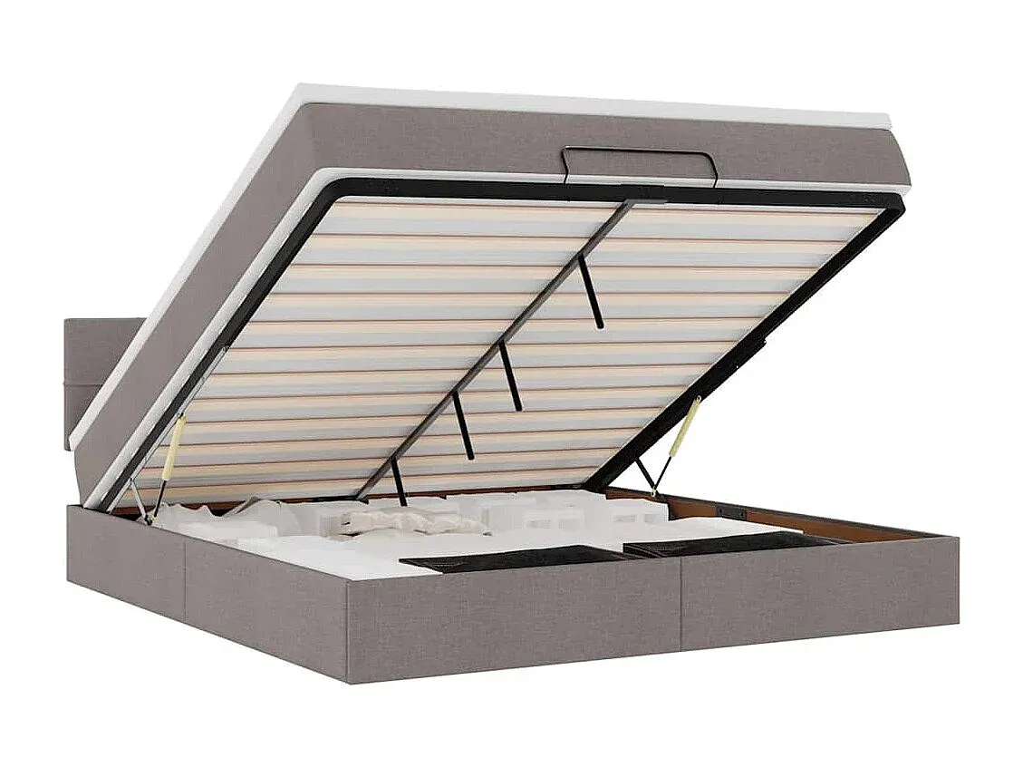 Polsterbett mit LED-Beleuchtung und Matratze 180x200 cm Taupe