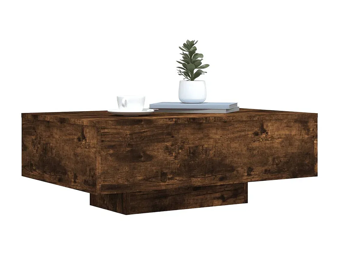 Moderner Couchtisch mit LED-Beleuchtung, Räuchereiche, 85x55x31 cm