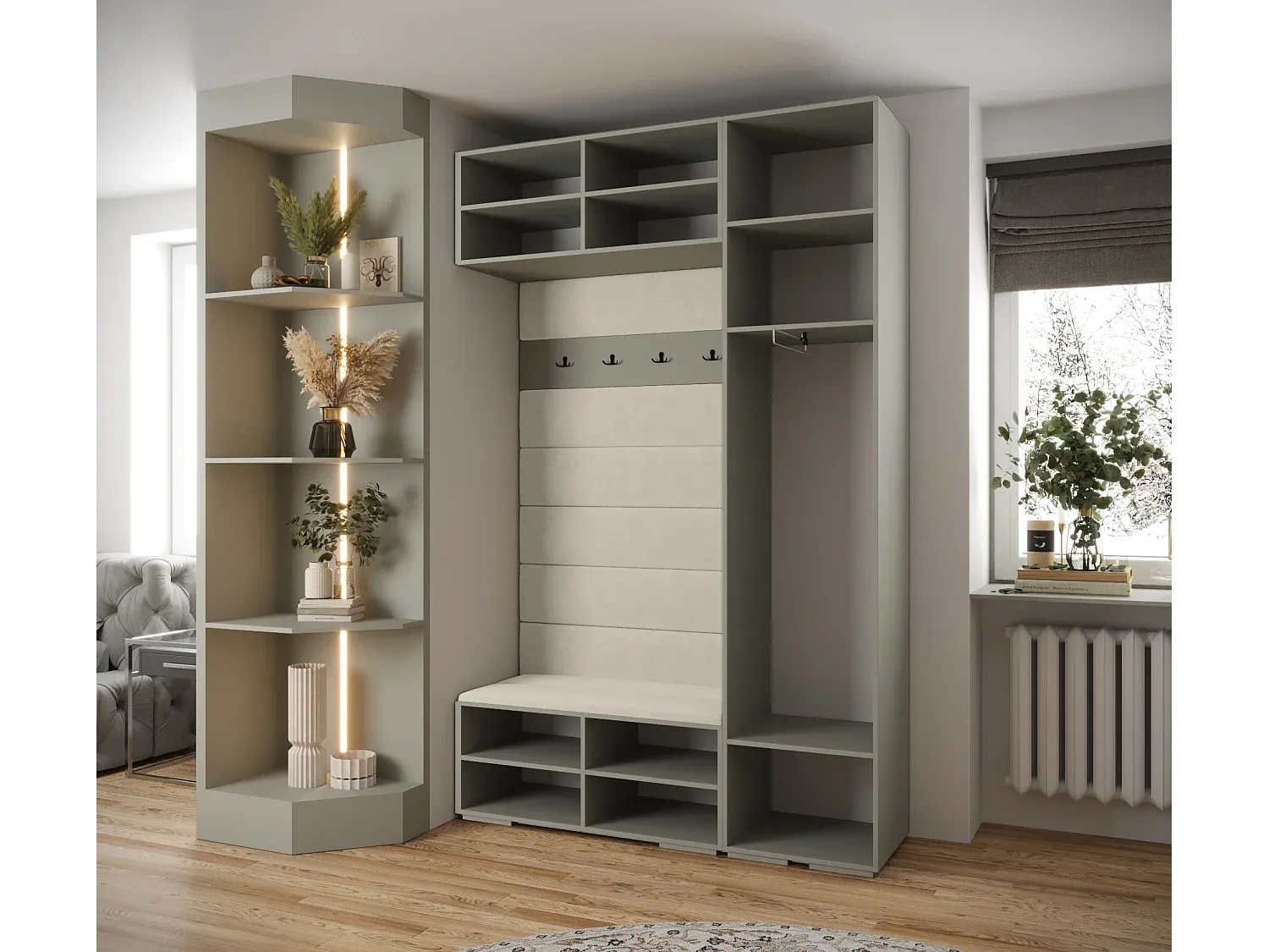 Moderner Flur-Garderoben-Satz mit Spiegel