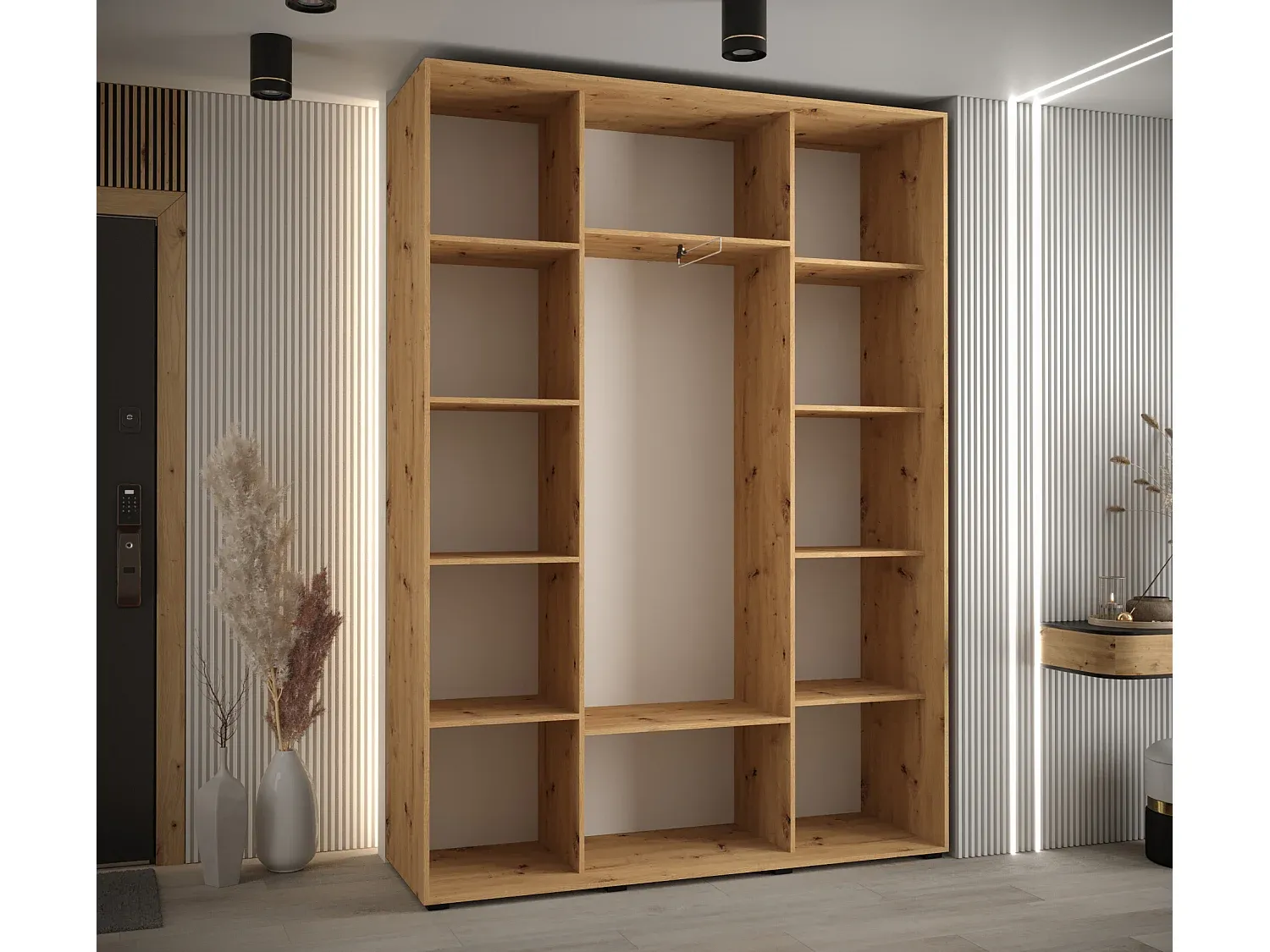 Großer Schwebetürenschrank mit 3 Türen, 235x160x45 cm