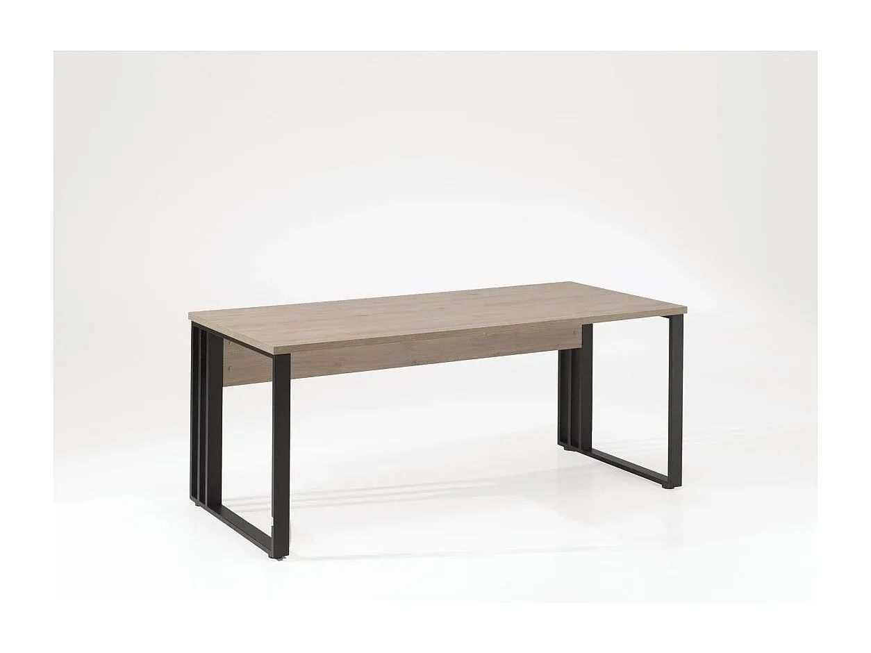 Moderner Schreibtisch 140cm in heller Eiche mit schwarzem Akzent