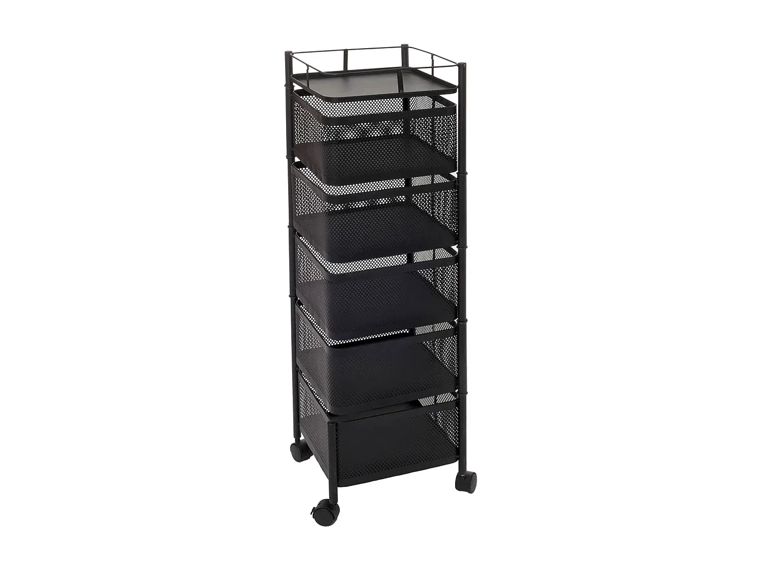 Modernes Lagerregal mit Rollen, Schwarz