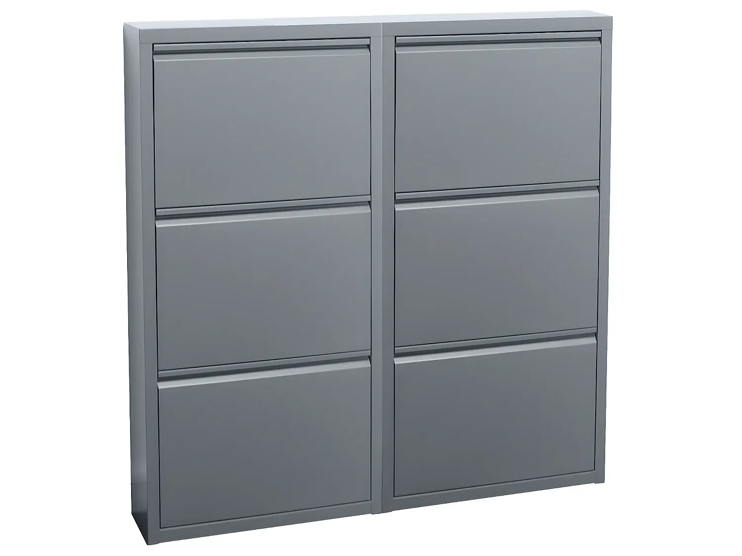 Schuhschrank mit 6 Fächern aus grauem Metall, vormontiert