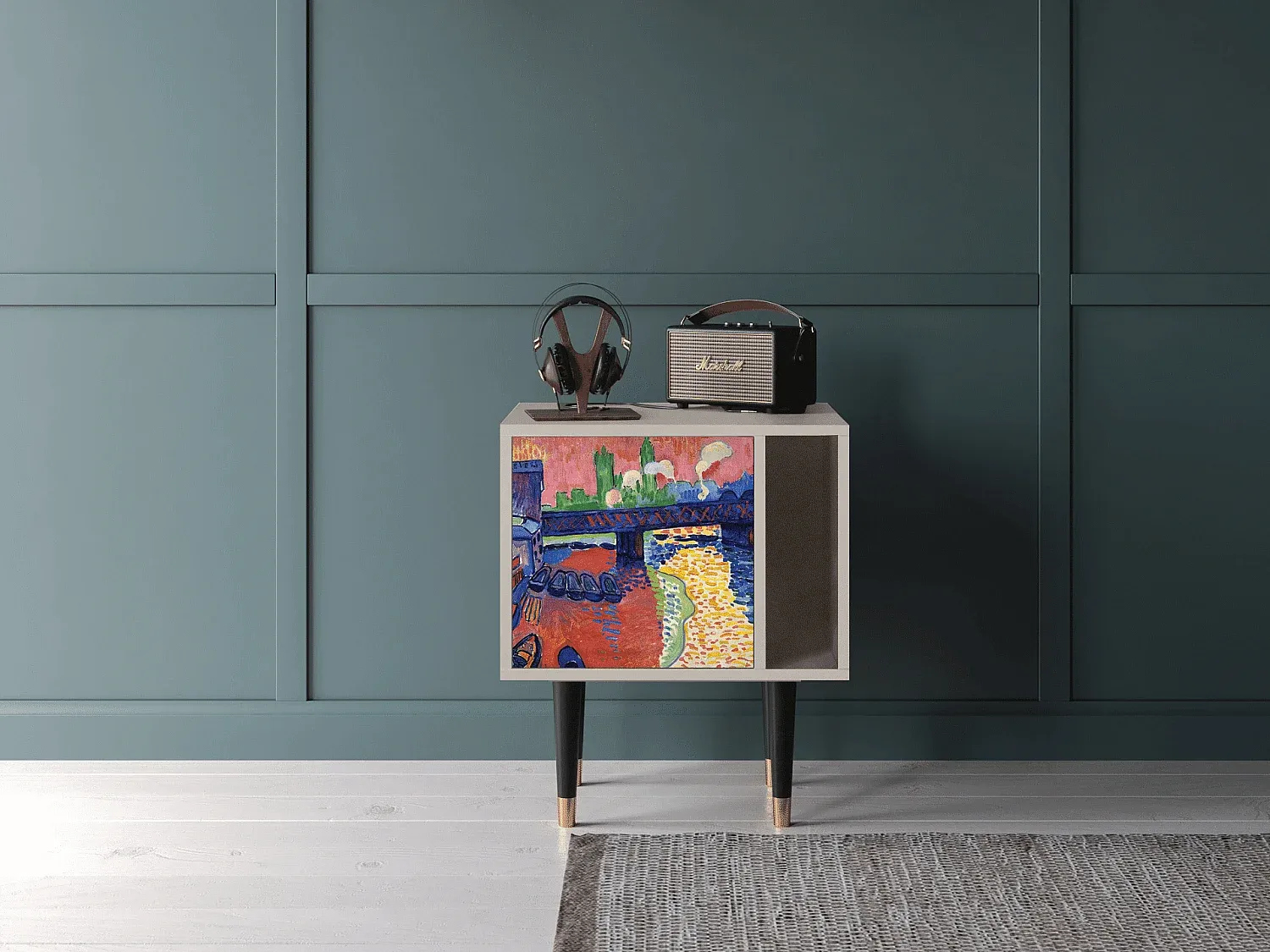 Moderner Nachttisch mit Stauraum, Holzoptik