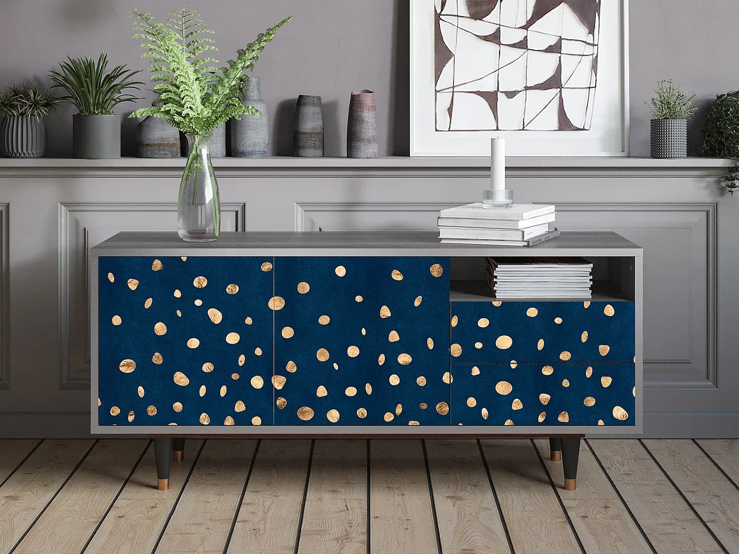 Moderne TV-Möbel mit großzügigem Stauraum, Grau