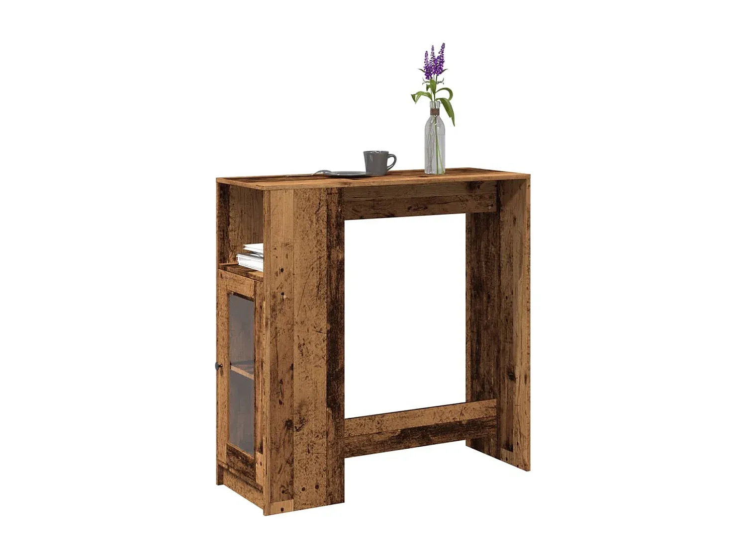 Multifunktionaler Stehtisch mit Regal aus Holzwerkstoff