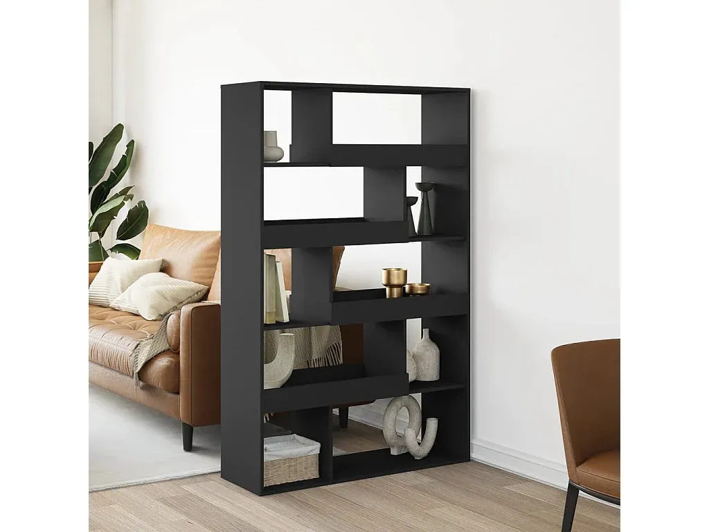 Schwarzes Holzwerkstoff-Bücherregal 100x33x156,5 cm