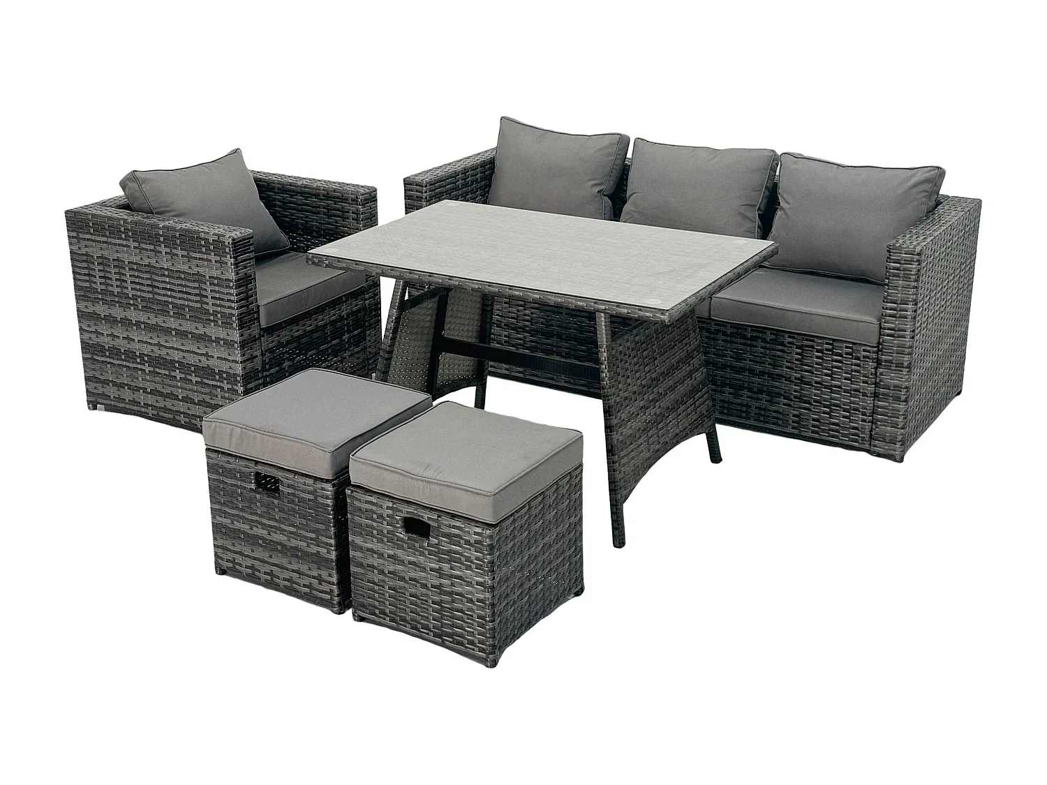 Rattan Sofa Set für 6 Personen mit Tisch für den Außenbereich