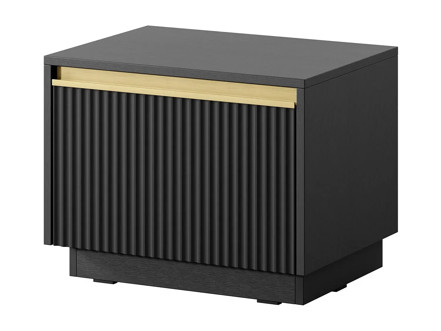 Schwarzer Nachttisch mit Schublade 54x42 cm