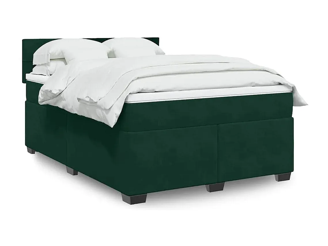 Elegantes Boxspringbett 140x200 cm aus Samt in Dunkelgrün