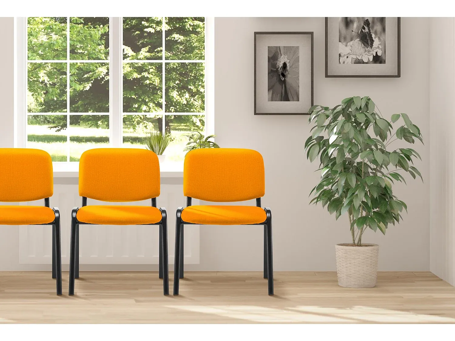 Moderner Konferenzstuhl in Orange mit Stoffbezug