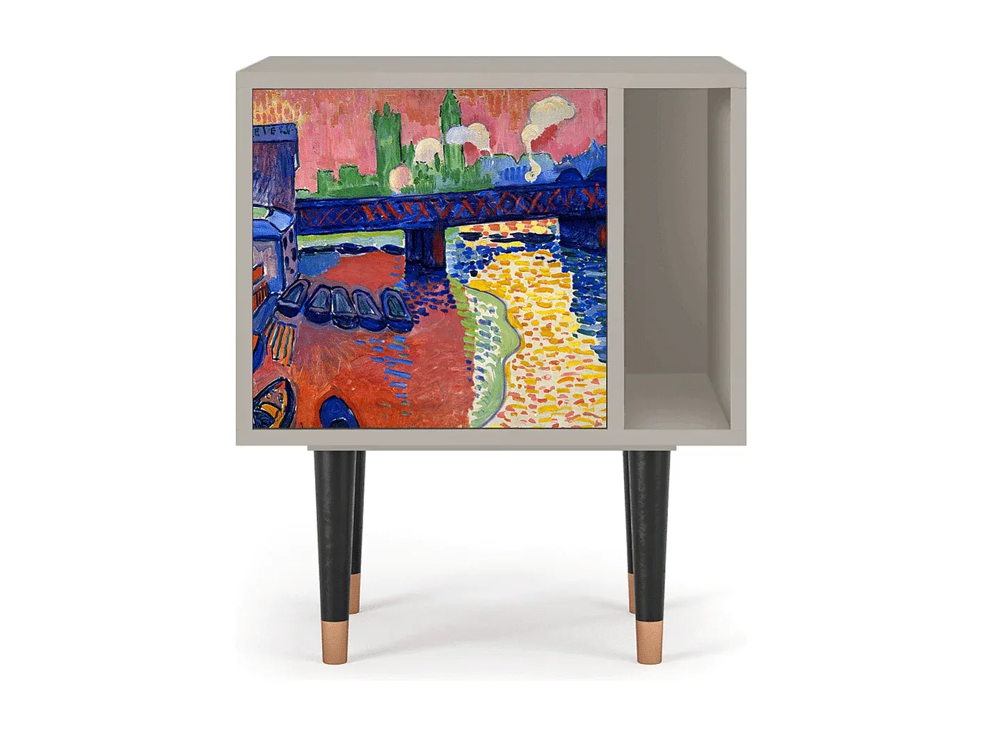 Moderner Nachttisch mit Stauraum, Holzoptik