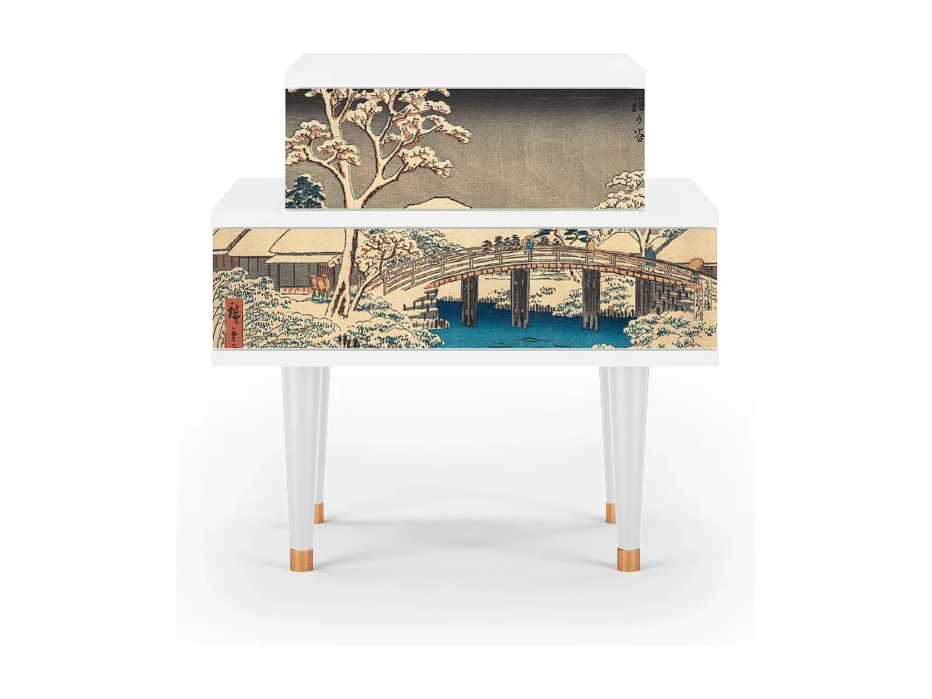 Nachttisch in Weiß mit Schubladen, 58x41 cm