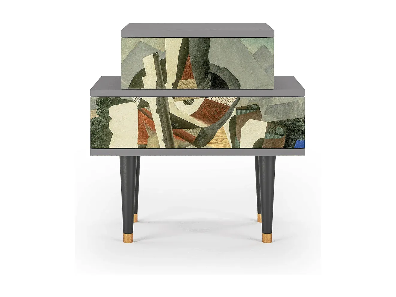 Moderner Nachttisch aus Holz in Grau, 58x41 cm