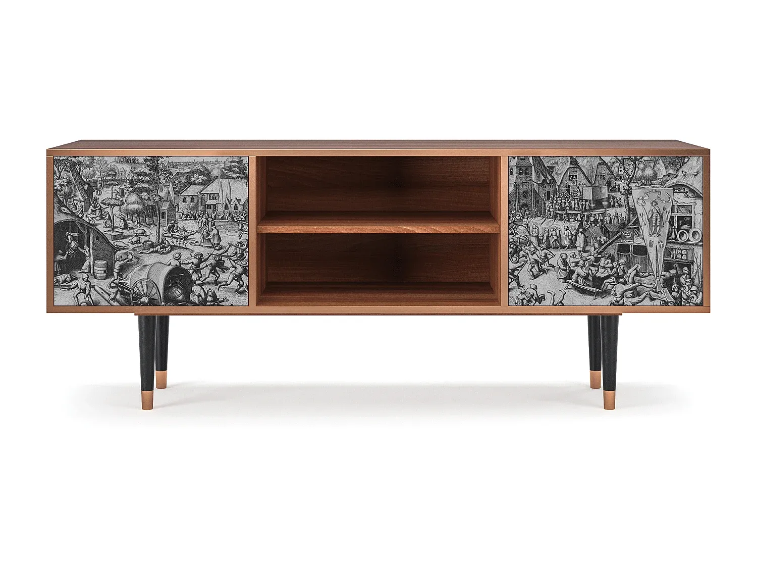 Moderne TV-Bank aus Walnussholz, 170x69x48 cm