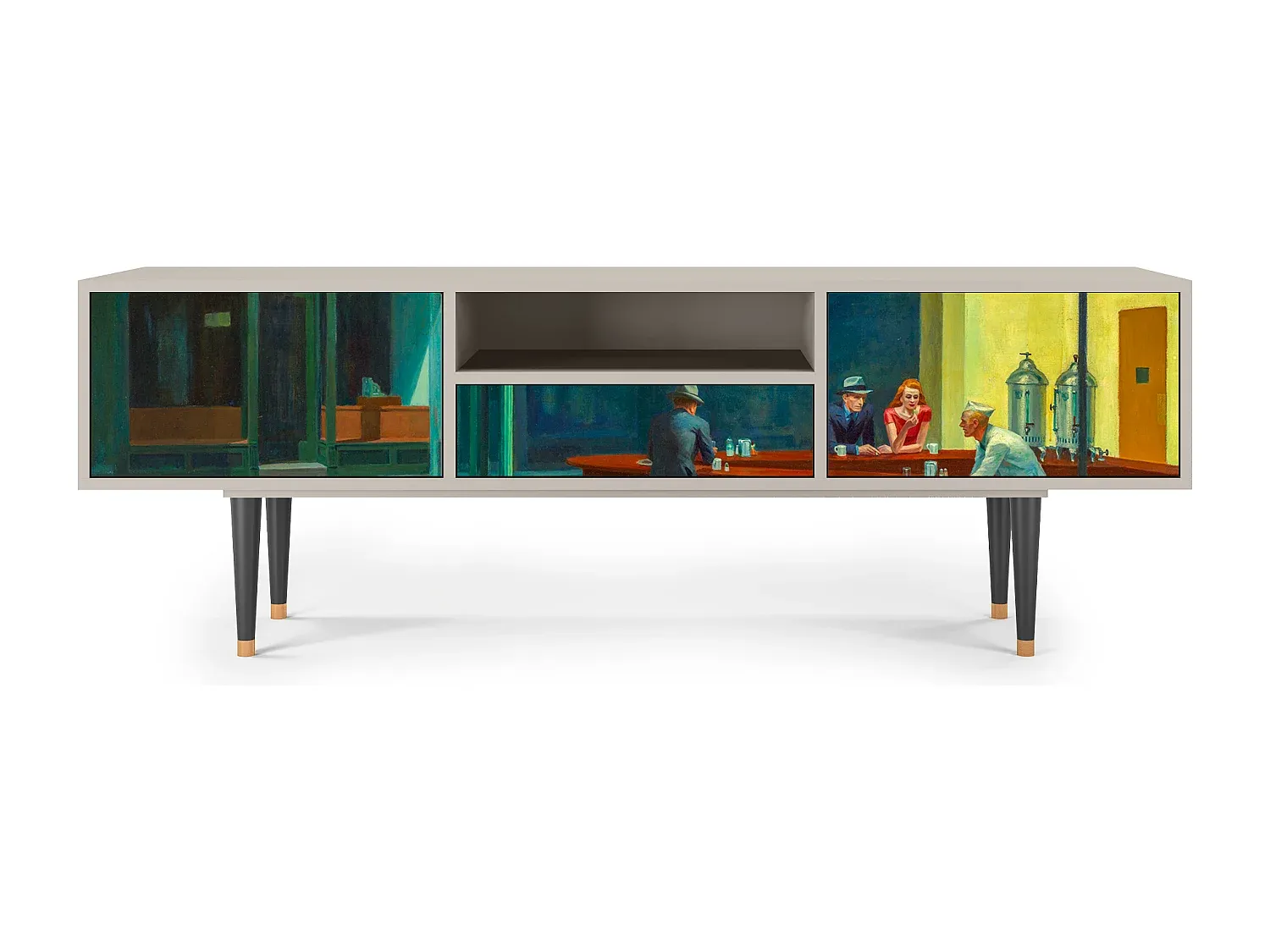 Moderner TV-Schrank mit Hopper-Motiv, Sandfarbe