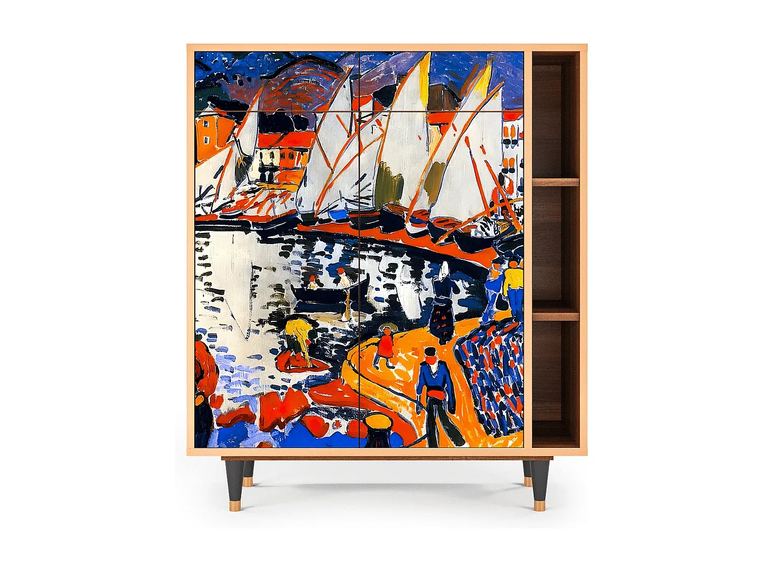 Elegantes Sideboard mit Walnuss-Finish - Platzsparend