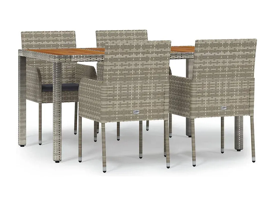 Garten-Essgruppe mit Polstern Grau Rattan