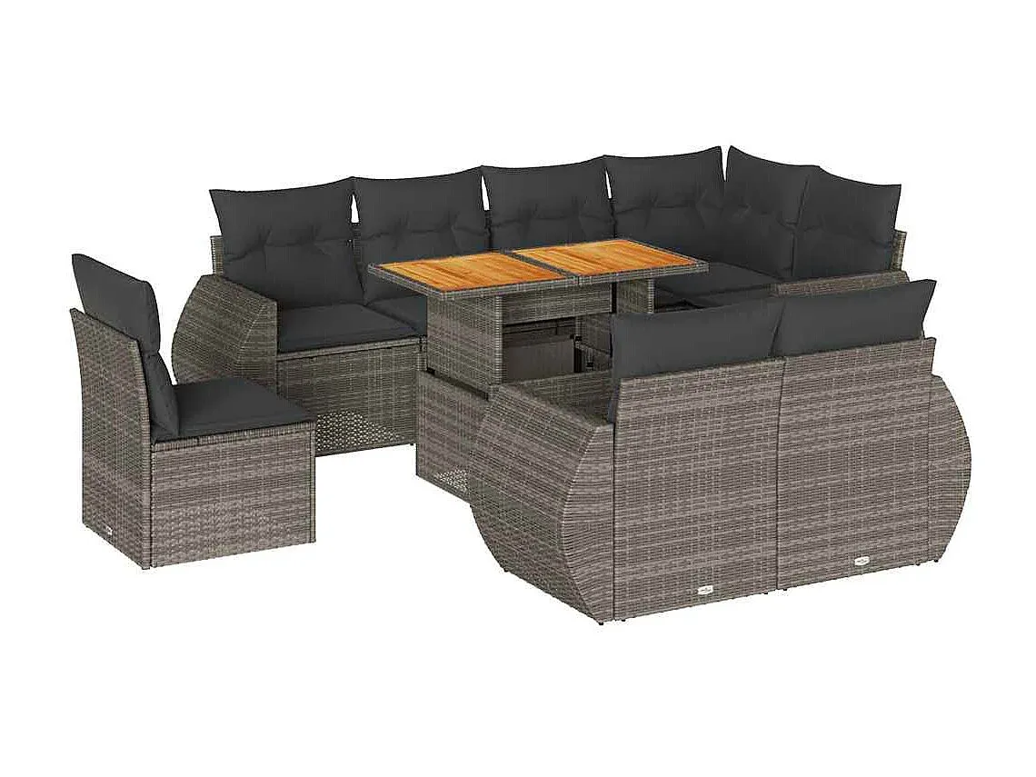 Modulare Garten-Sitzgruppe mit Kissen, Grau, Poly Rattan