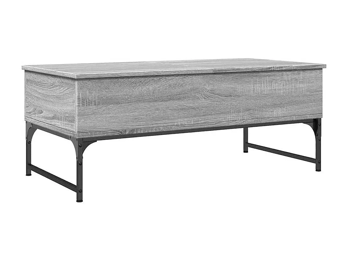 Moderner Couchtisch aus Holzwerkstoff und Metall 100x50x40 cm in Grau Sonoma