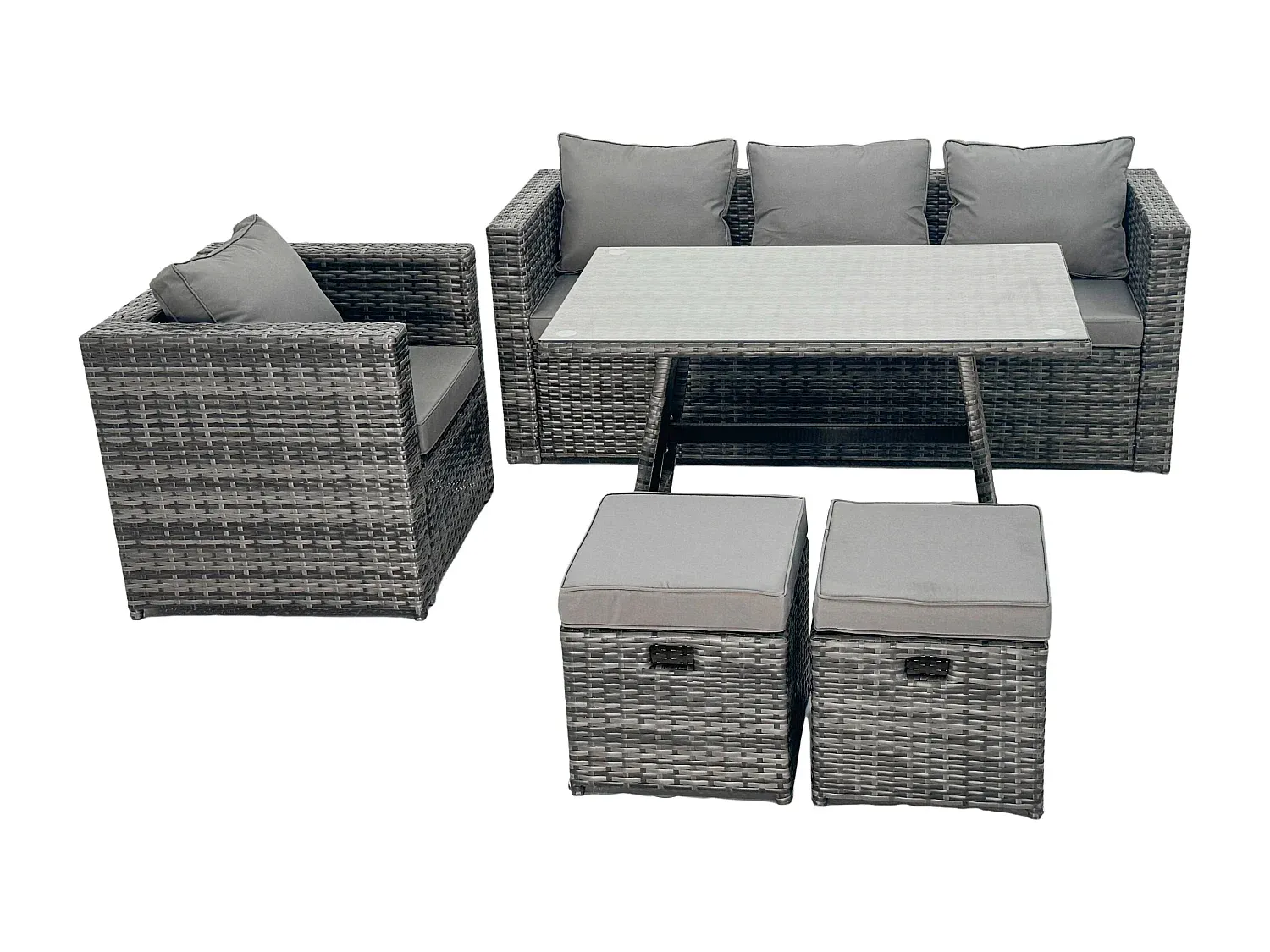 Rattan Sofa Set für 6 Personen mit Tisch für den Außenbereich