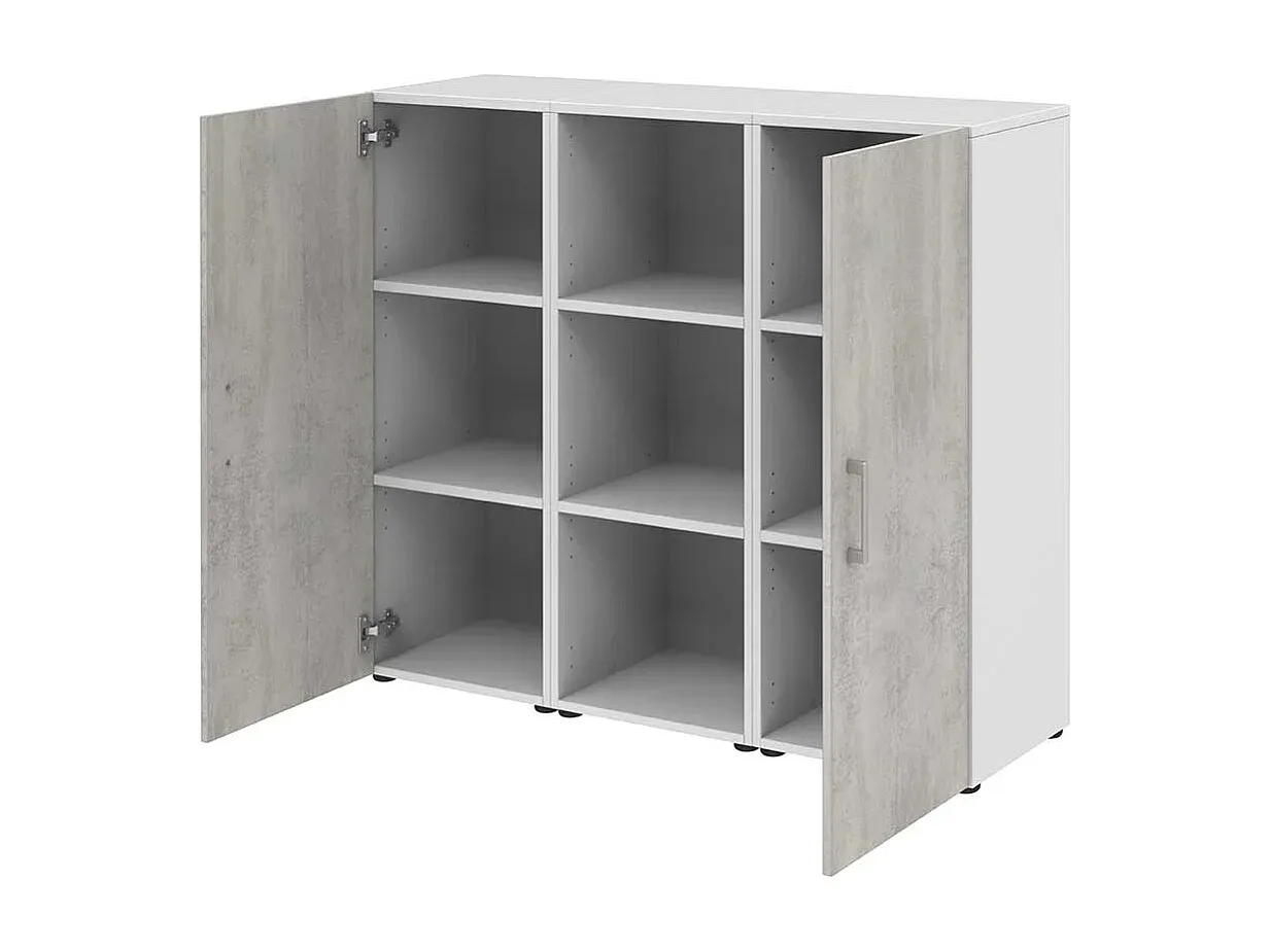 Moderner Aktenschrank in Betonoptik Weiß und Grau