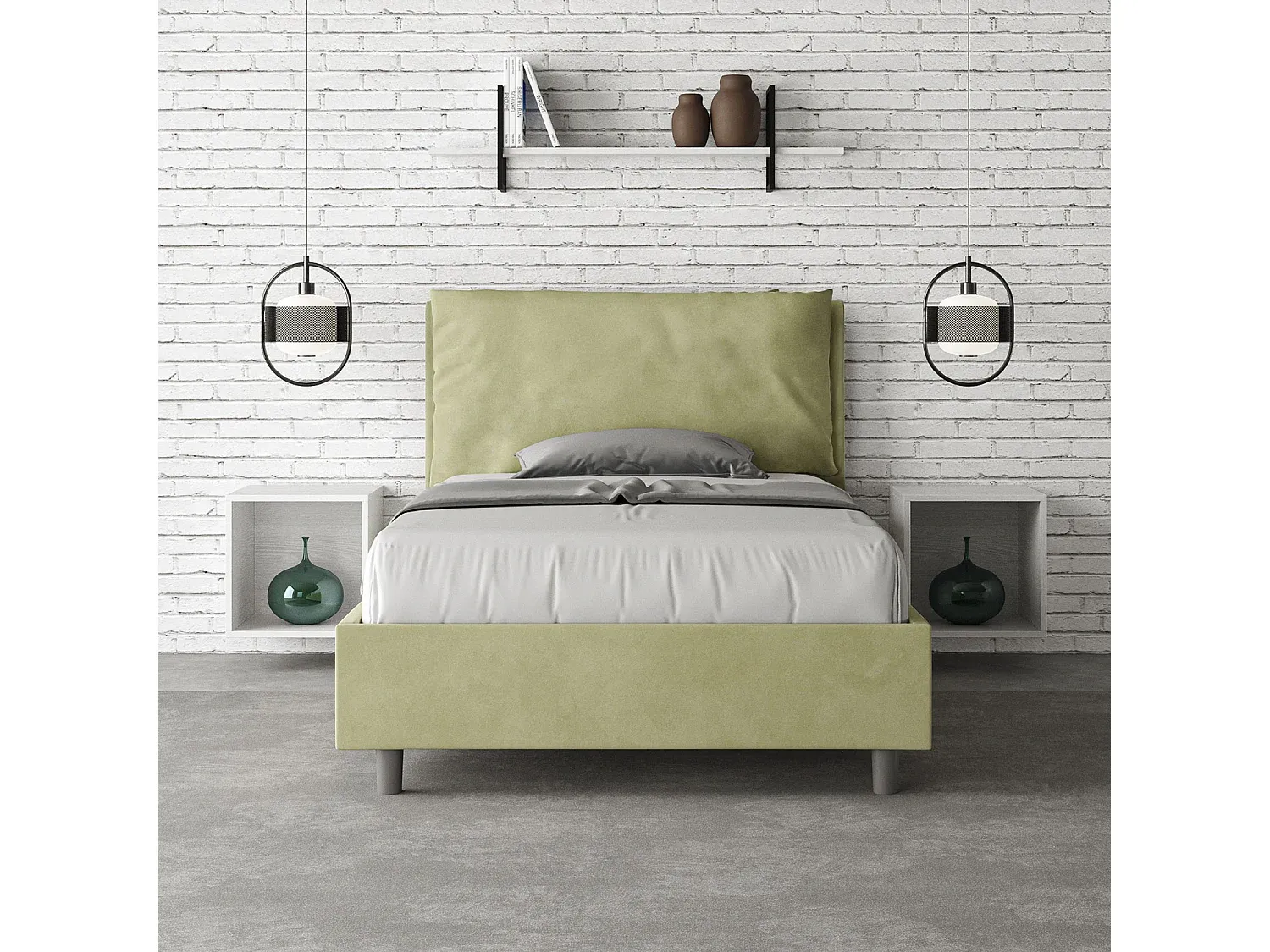 Polsterbett mit Lattenrost 120x210 cm, Mikrofaser Grün