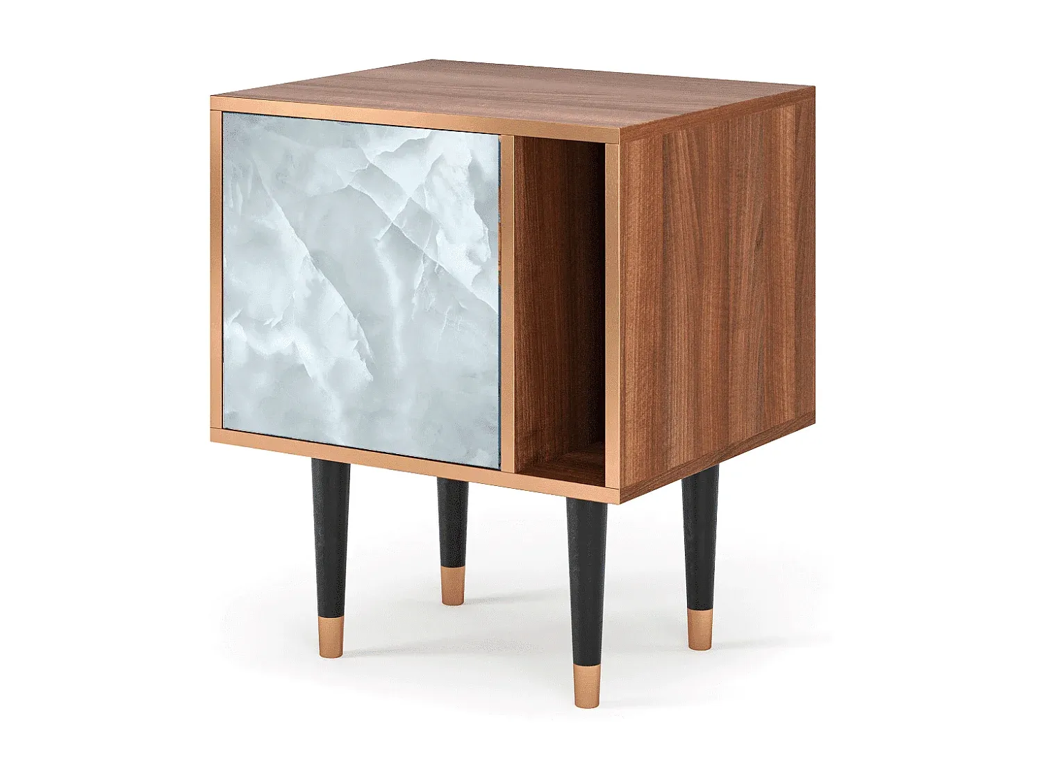 Moderner Nachttisch aus Walnussholz, kompakte Größe