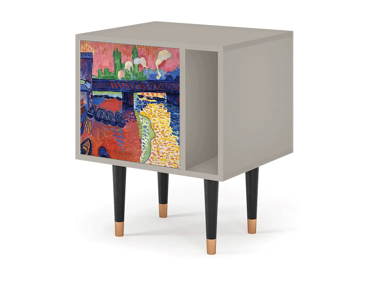 Moderner Nachttisch mit Stauraum, Holzoptik