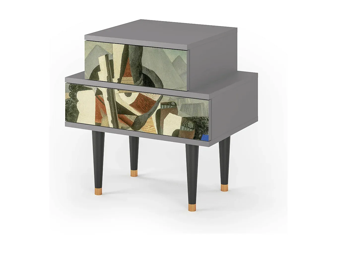 Moderner Nachttisch aus Holz in Grau, 58x41 cm