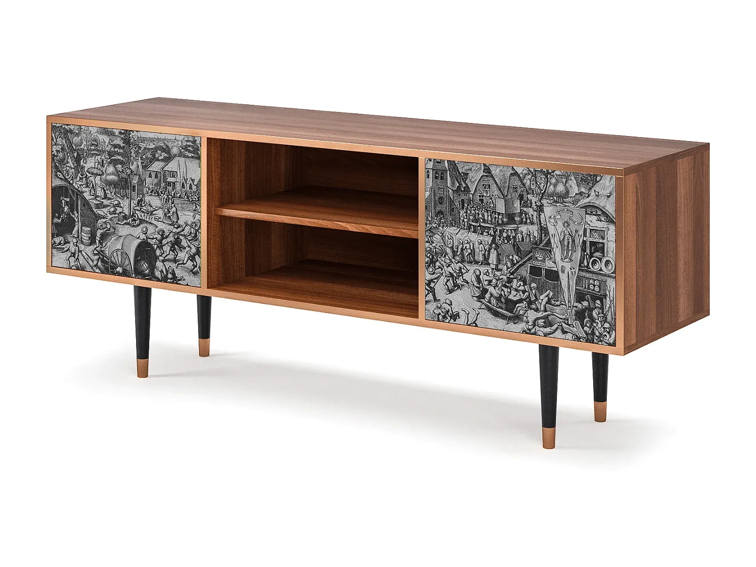Moderne TV-Bank aus Walnussholz, 170x69x48 cm