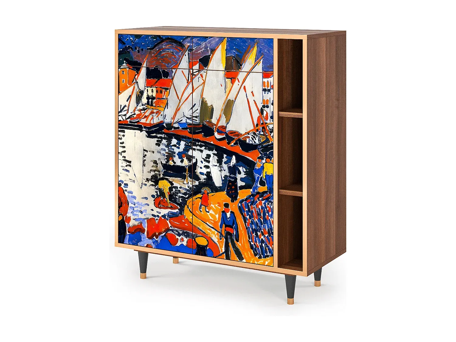 Elegantes Sideboard mit Walnuss-Finish - Platzsparend