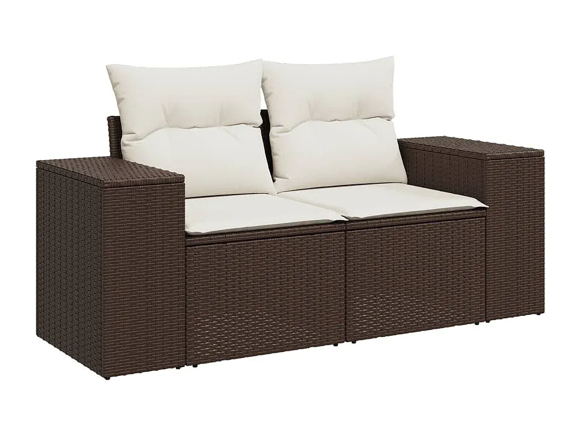 Garten-Loungeset aus Poly Rattan mit Kissen, 5-teilig, Braun