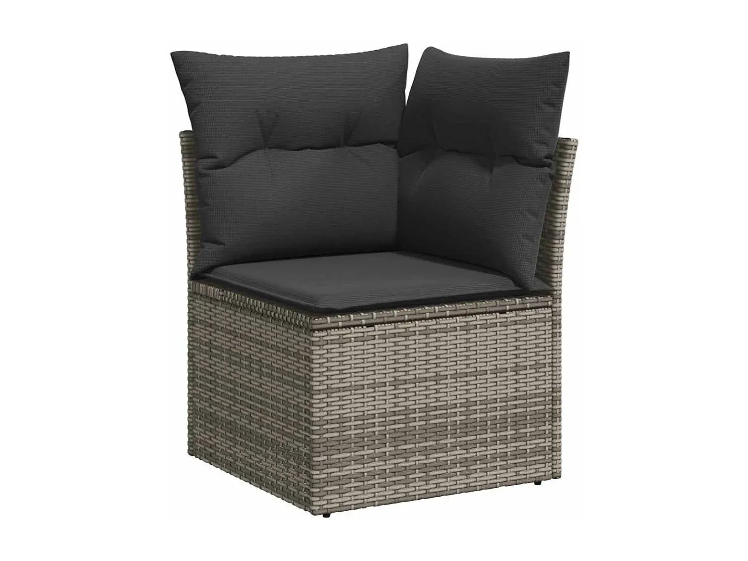 Modulare Garten-Sitzgruppe mit Kissen, Grau, Poly Rattan