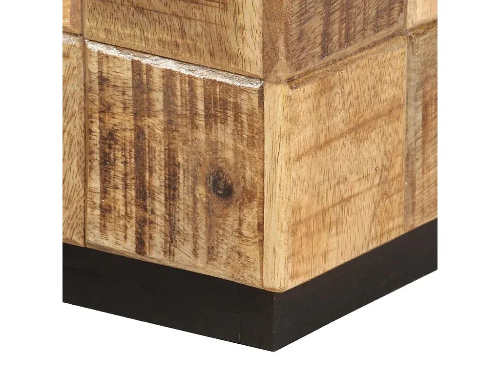 Zweier-Set Wohnzimmertische aus massivem Mangoholz im Blockdesign