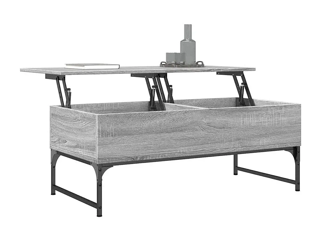 Moderner Couchtisch aus Holzwerkstoff und Metall 100x50x40 cm in Grau Sonoma