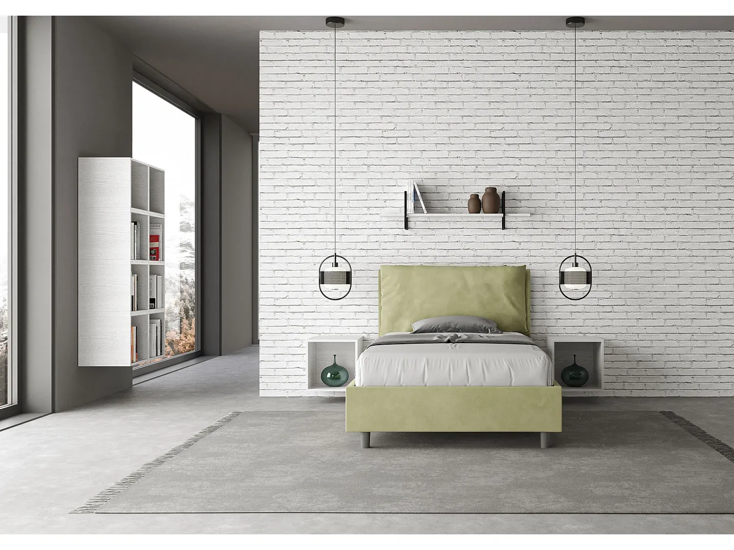 Polsterbett mit Lattenrost 120x210 cm, Mikrofaser Grün